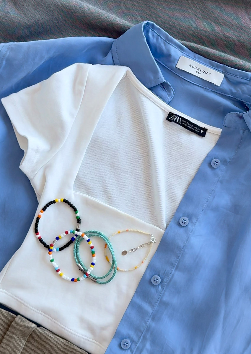 Turuoise SKINNY Rope Stone Bracelet Stack