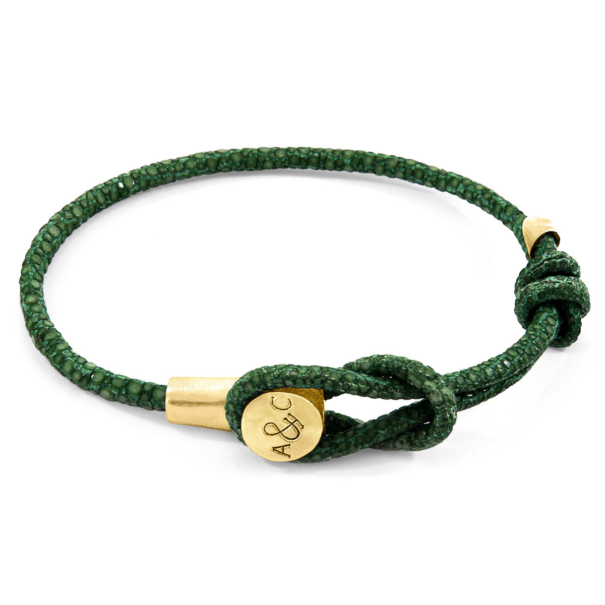 Racing Green Dundee 9ct Yellow Gold and Stingray Leather Bracelet ...