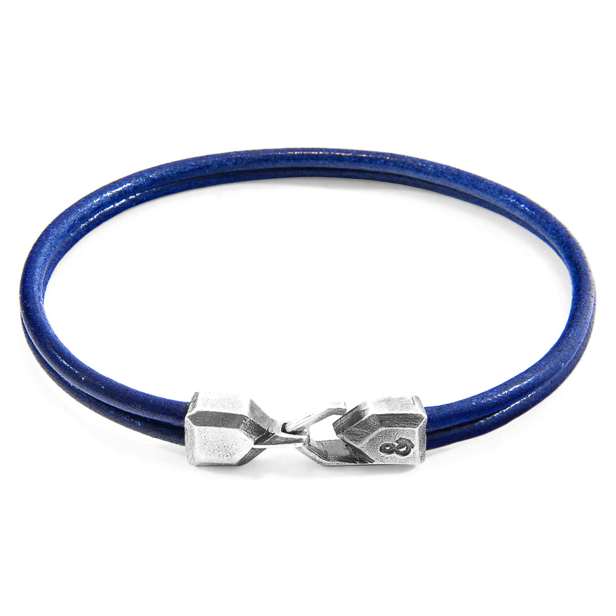 Azure Blue Cromer Silver and Round Leather Bracelet | ANCHOR & CREW