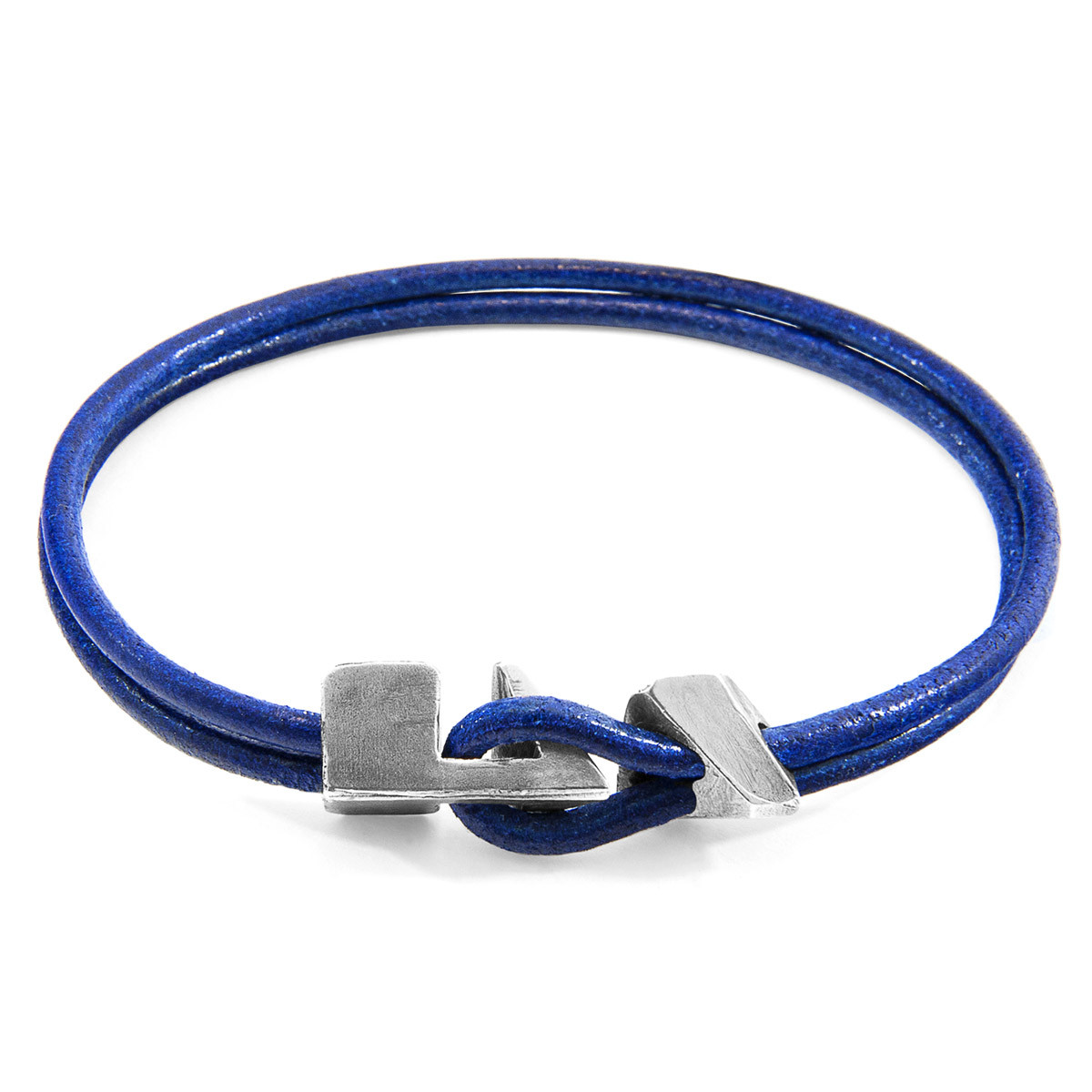 Azure Blue Brixham Silver and Round Leather Bracelet | ANCHOR & CREW
