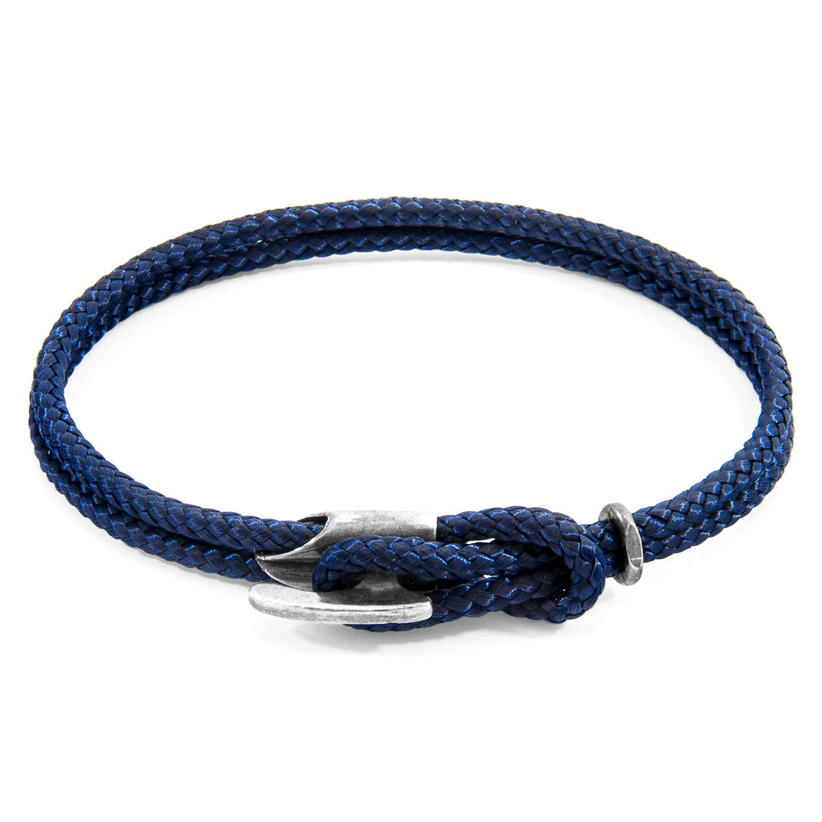 Navy Blue Padstow Silver and Rope Bracelet | ANCHOR & CREW
