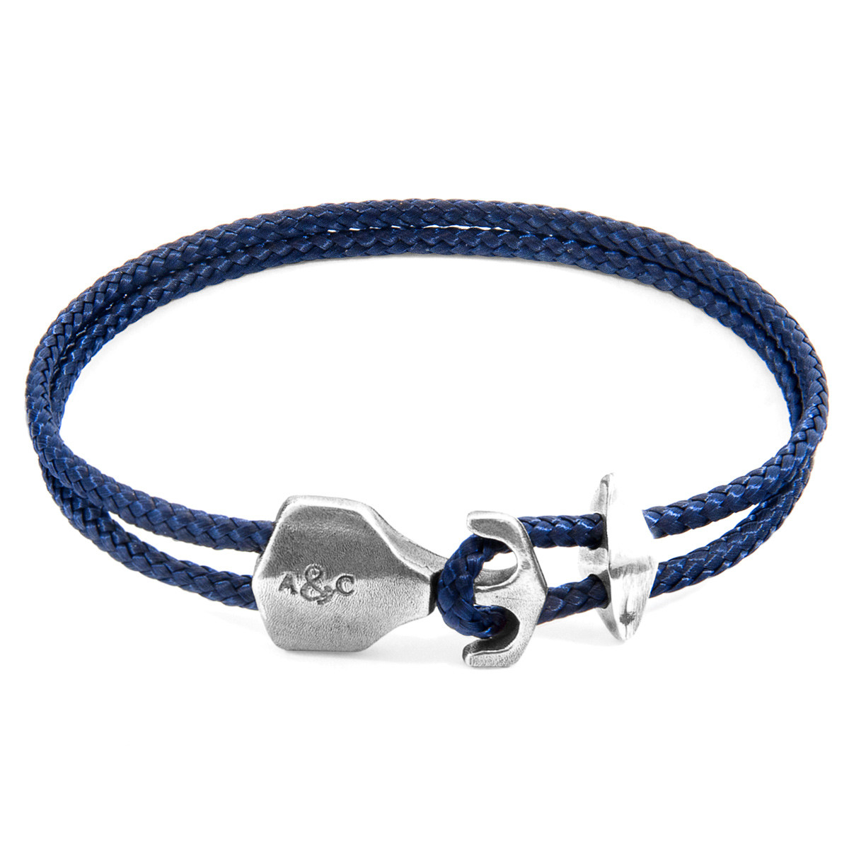 Navy Blue Delta Anchor Silver and Rope Bracelet | ANCHOR & CREW