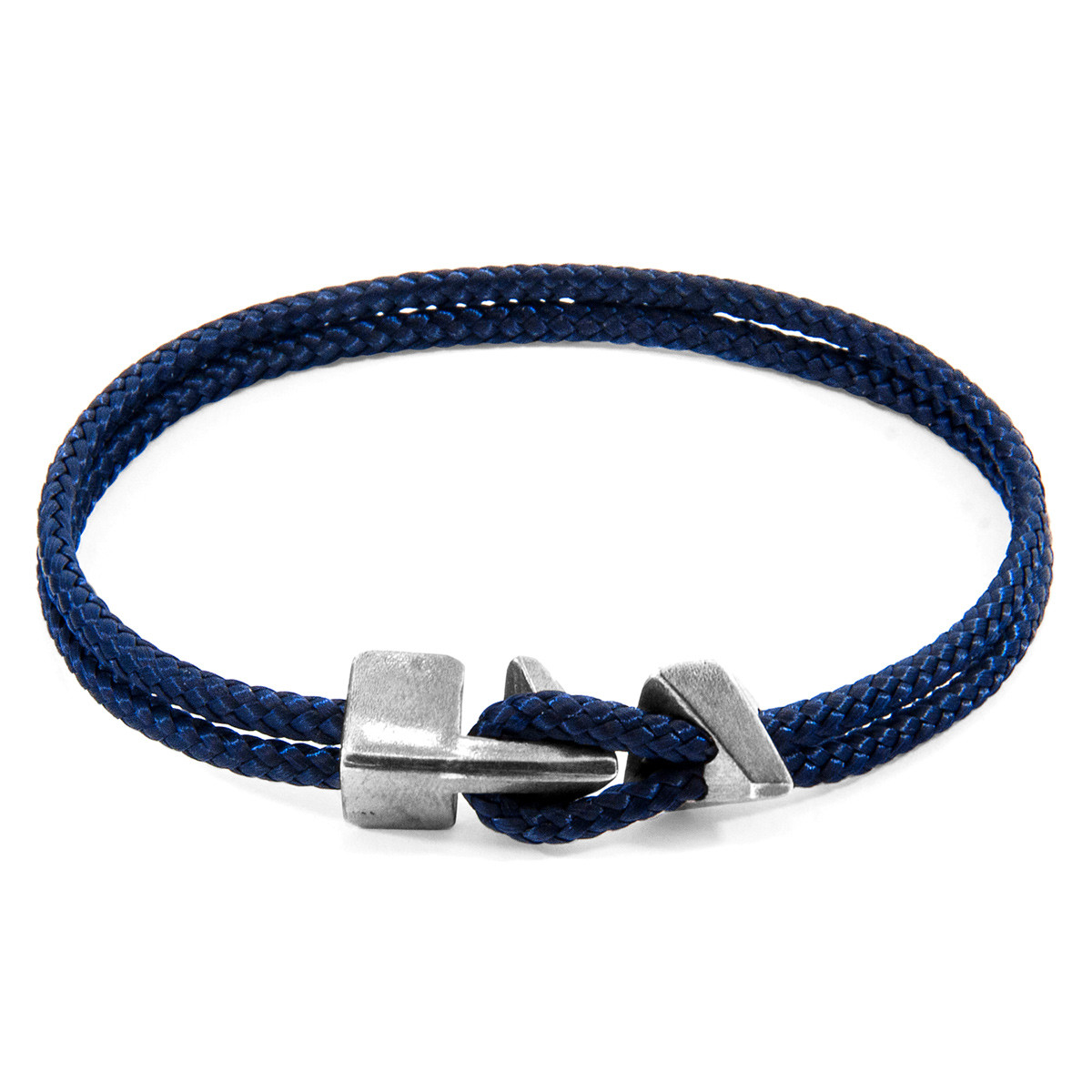 Navy Blue Brixham Silver and Rope Bracelet | ANCHOR & CREW
