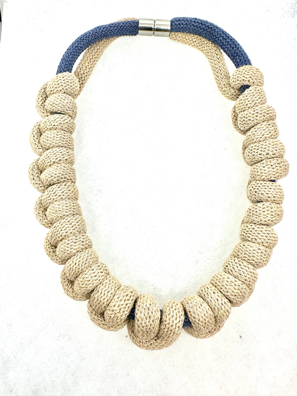 Double Knot Necklace 'Melanger' in Grey and Denim