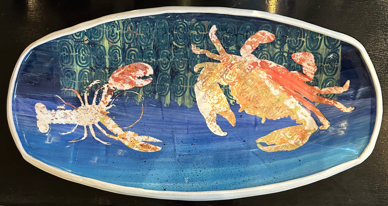 Beachcombers colorful crab ceramic Trivet/ spoon rest, 7 inches, 2005