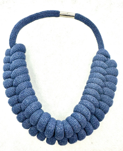 Double Knot Necklace 'Tissé' in Denim