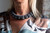 Double Knot Necklace 'Mélanger' in Denim and Terracotta