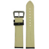 Watch Band Leather Black White Stitching Heavy Buckle