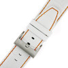 White Leather Crocodiledile Grain Watch Band with Orange Stitching - Main