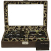 6 Eyeglasses Sunglasses Storage Case Leather Brown Leopard - Main