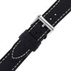 Watch Band Leather Black White Stitching Roller Buckle