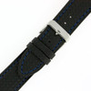 Carbon Fiber Print Leather Watch Band in Black - Buckle View - Main