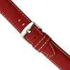 Red Leather Watch Band with white topstitch by Tech Swiss - buckle view - Main