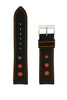 Leather Sport Style Watch Band Black Orange Stitching