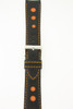 Leather Sport Style Watch Band Black Orange Stitching