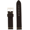 Watch Band Brown White Stitching 22mm Genuine Leather Handmade Straight Cut