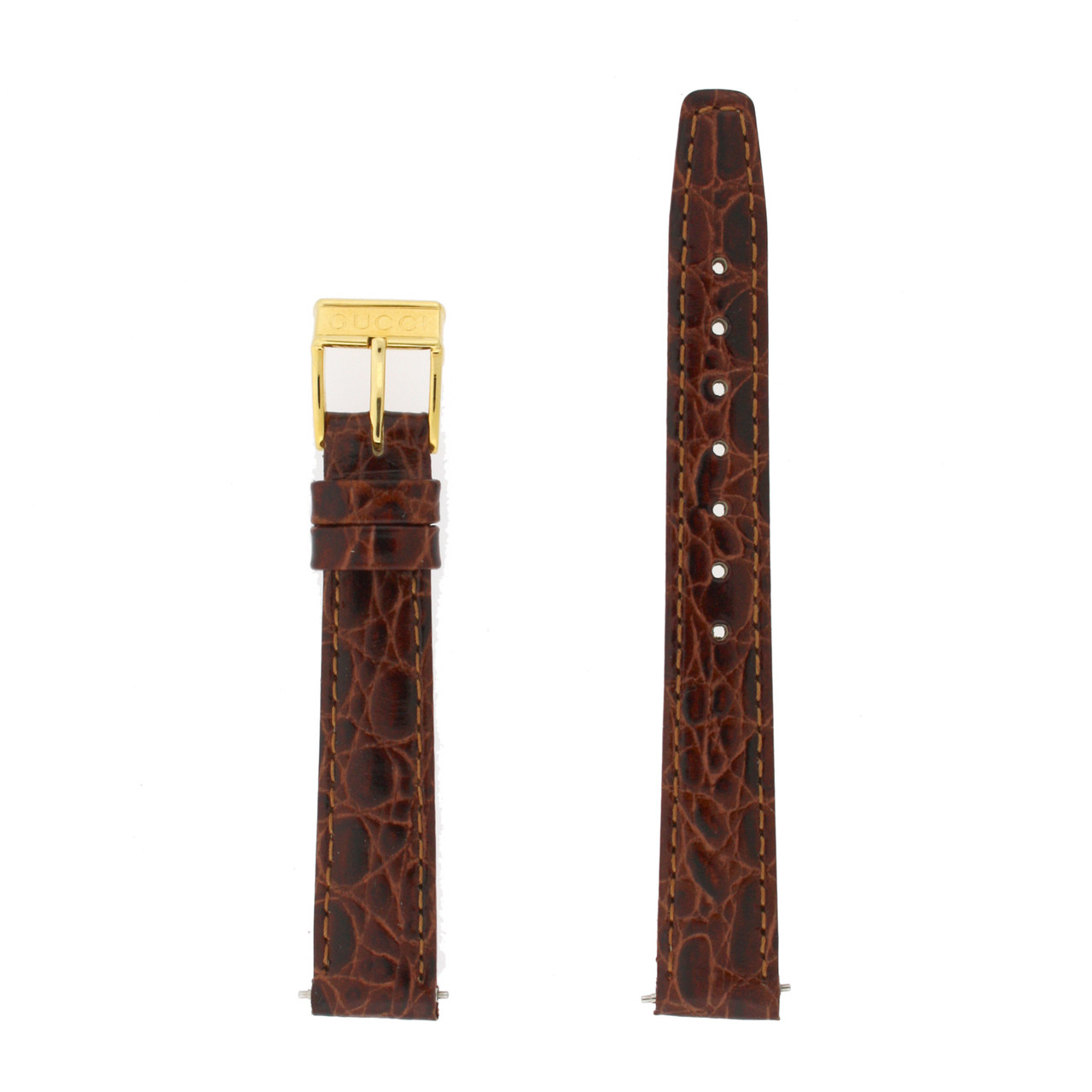 Gucci Watch Band 12mm Brown Crocodile Grain 2300L 6000L Short