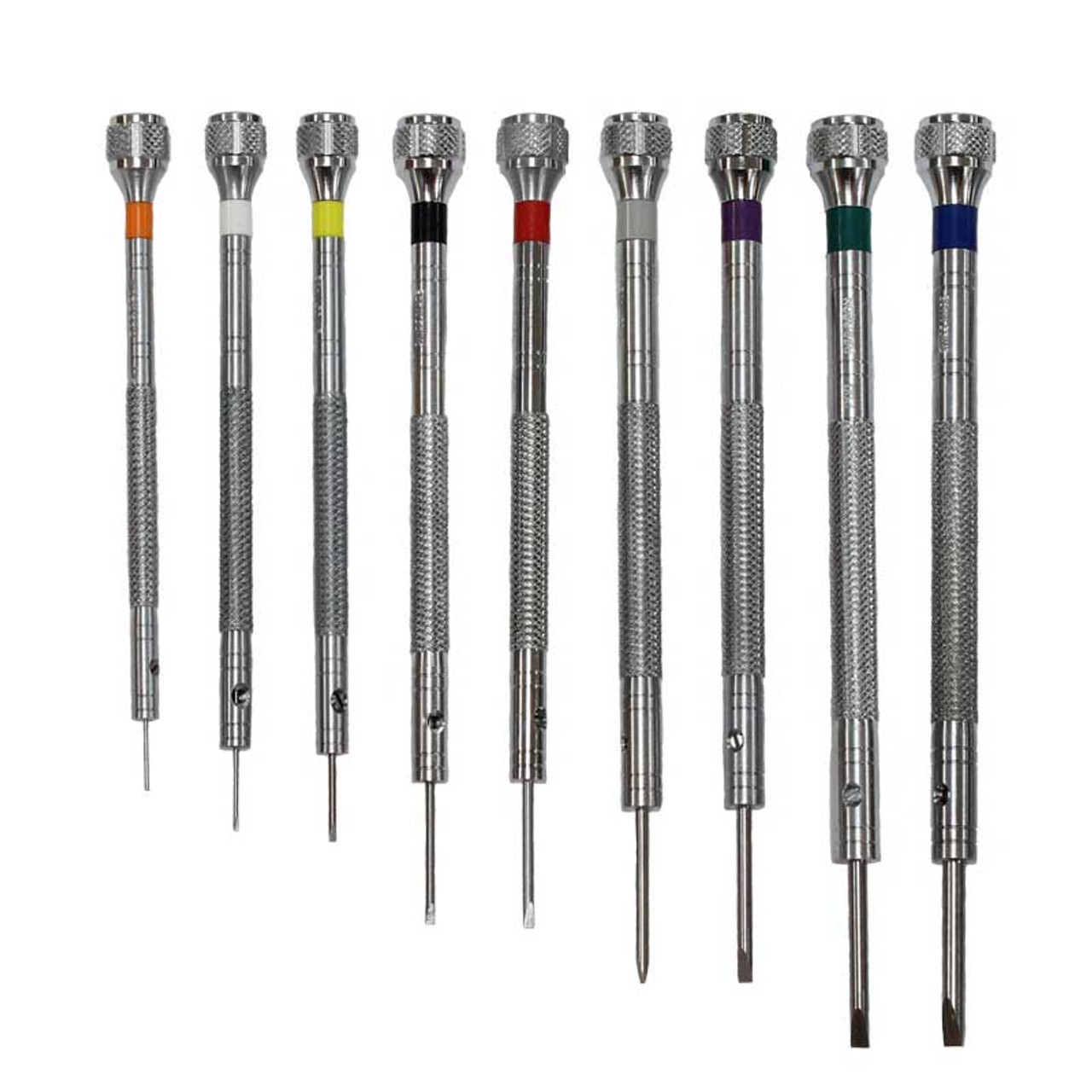 Bergeon® 5970 Classic Screwdriver Set Rotating Stand with 9 Stainless Steel Color Coded 