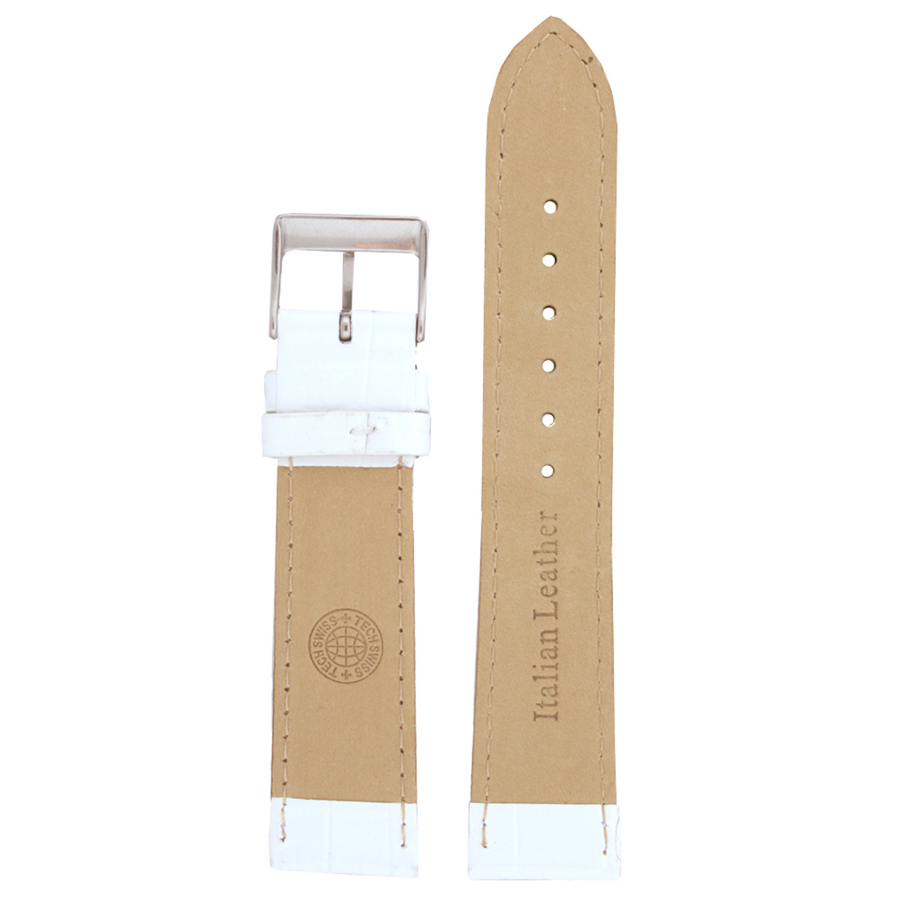 Leather Watch Band White Alligator Grain Strap - Main