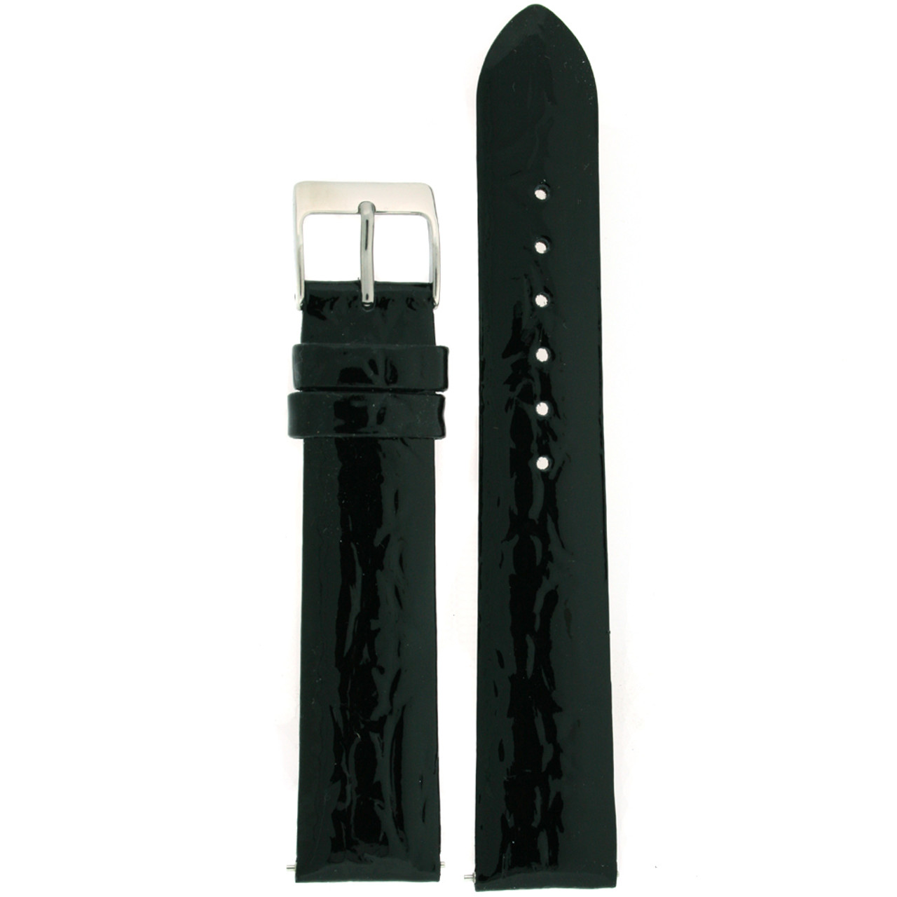Leather Watch band with Crocodile Grain in Black by Tech Swiss - Top view