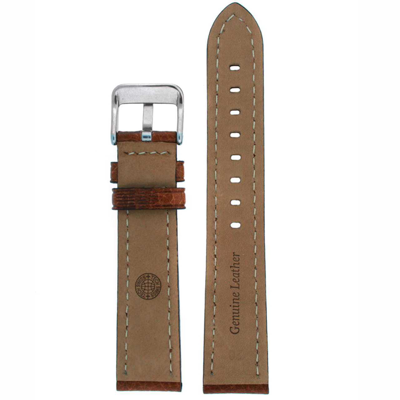 Leather Watch Band in Brown by Tech Swiss - bottom view - Main