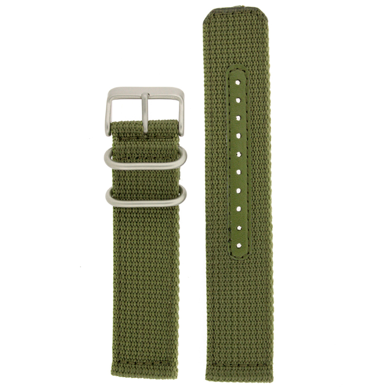 Nylon Watch Band Military Sport Strap Army Green Stainless Heavy Buckle