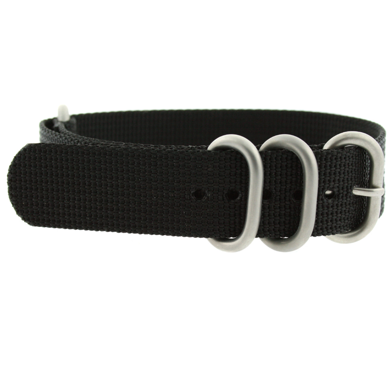 Watch Band Nylon One Piece Black Stainless Steel Buckle