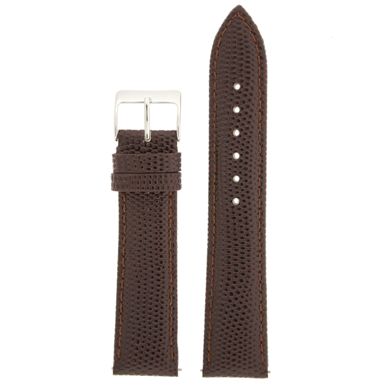 Watch Band Genuine Leather Lizard Grain Brown Quick Release Built-in Pins