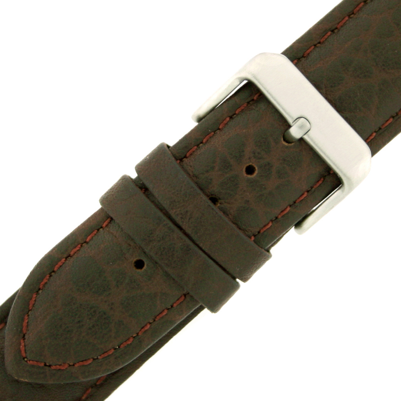 Extra Long Leather Watch Band in Brown - Buckle View