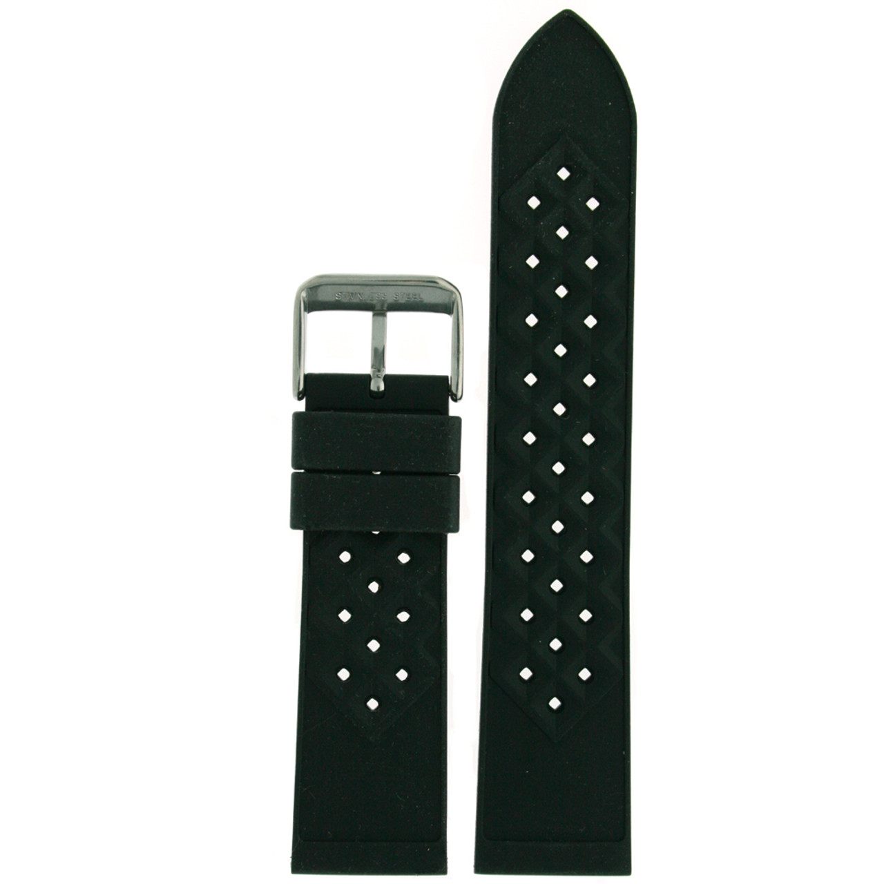 Silicone Rubber Breathable Watch Band Black - Main