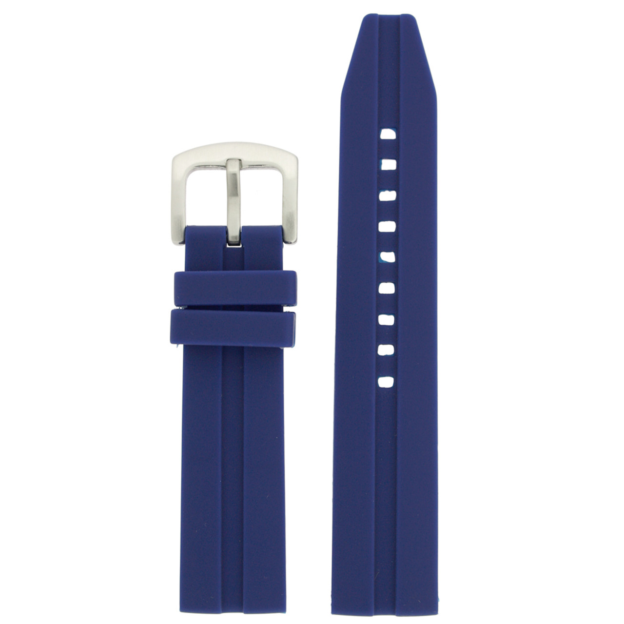 Watch Band Silicone Rubber Heavy Blue Strap Waterproof 22mm