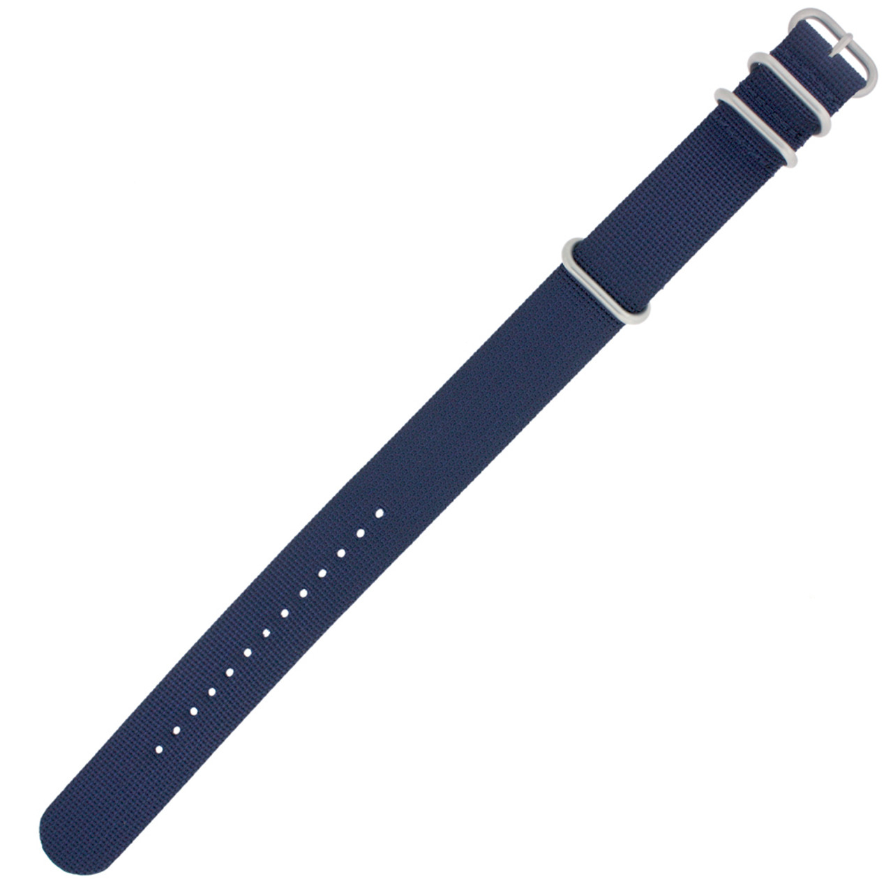 22mm Watch Band Nylon One Piece Navy Blue Stainless Steel Buckle