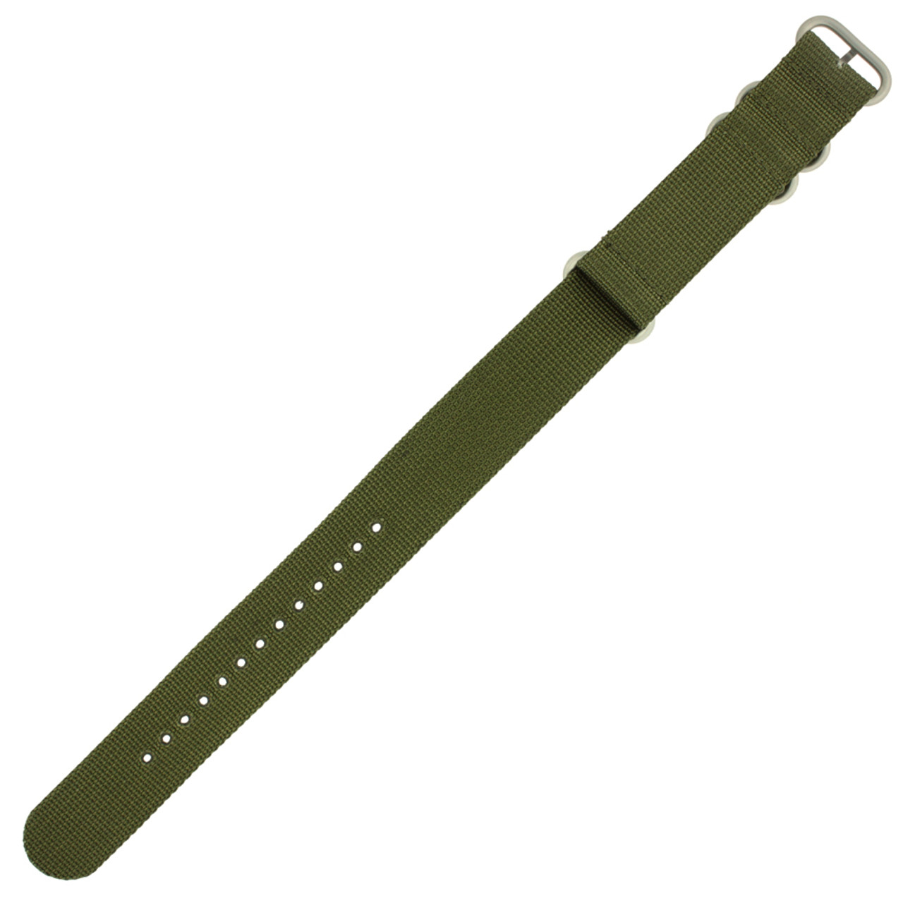 Watch Band Nylon One Piece Olive Green Stainless Steel Buckle - Main