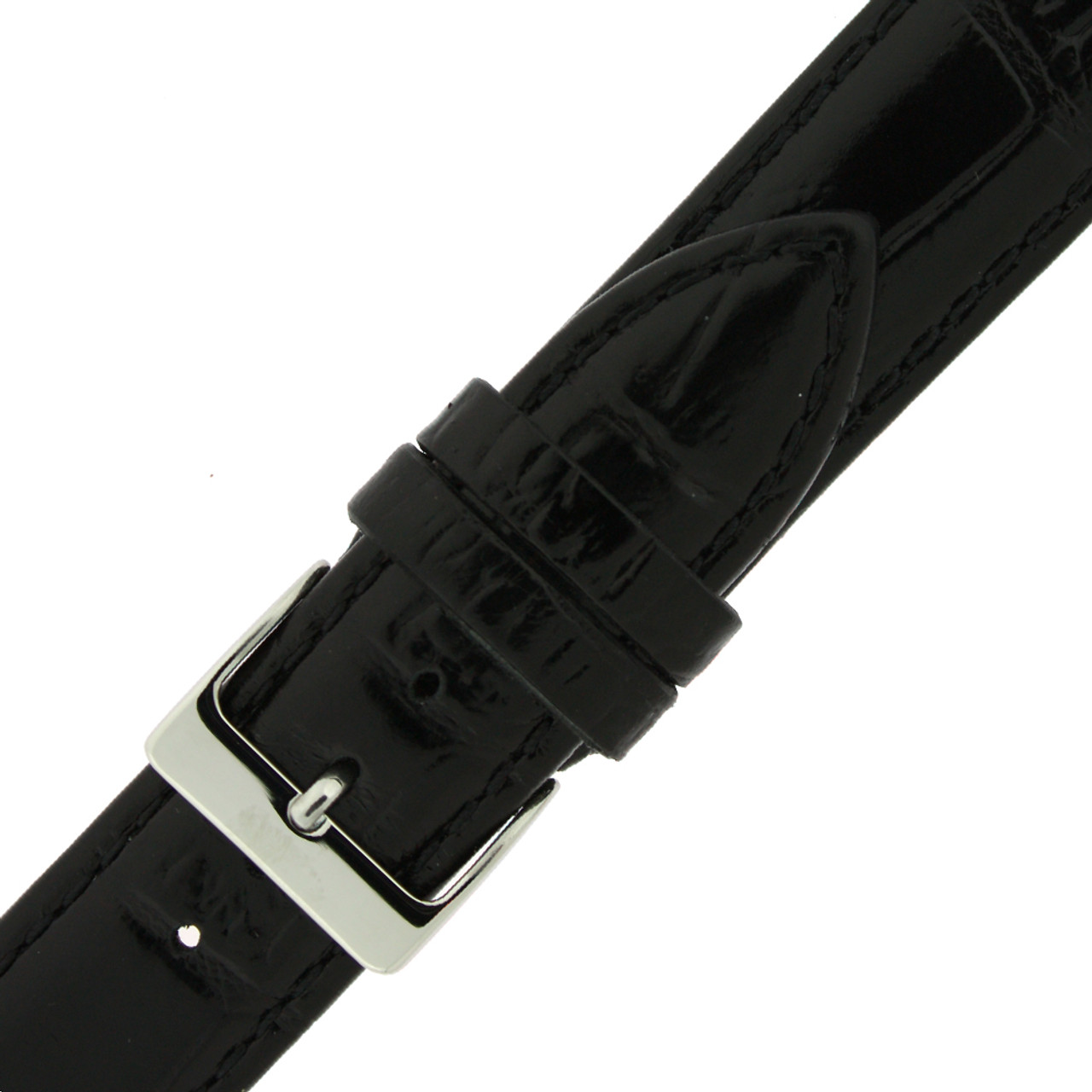Watch Band Crocodile Grain Black Quick Release Built-In Spring Bars