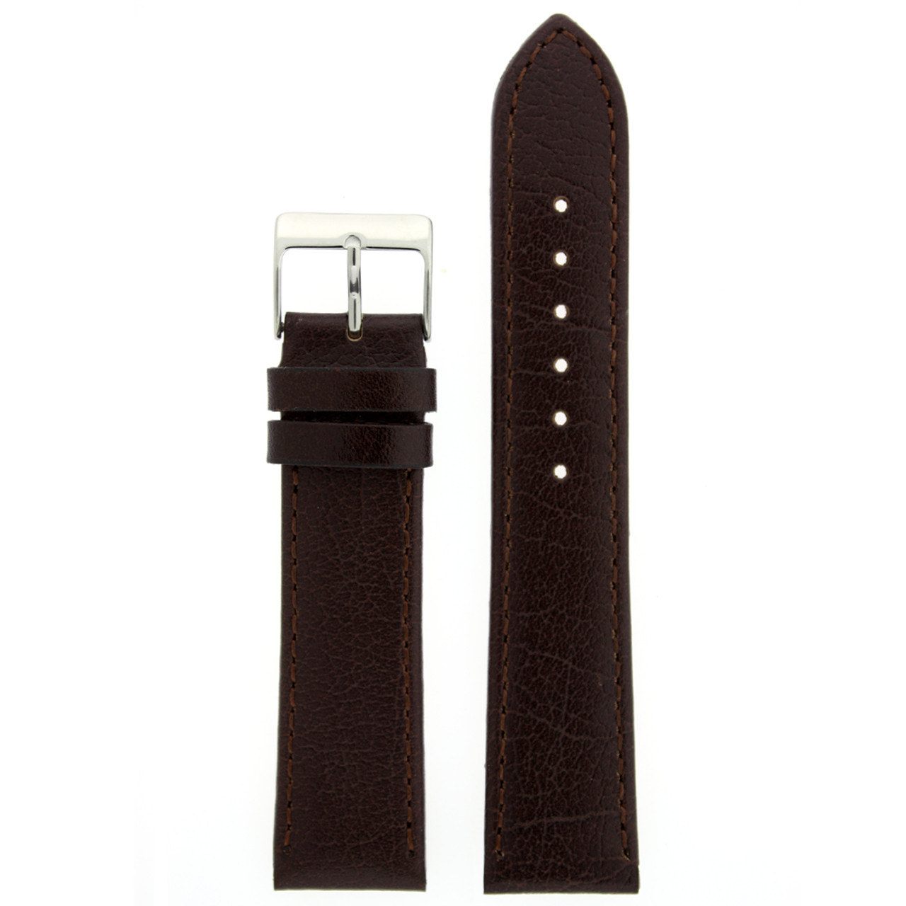 Brown Calfskin Leather Watch Band - Top View