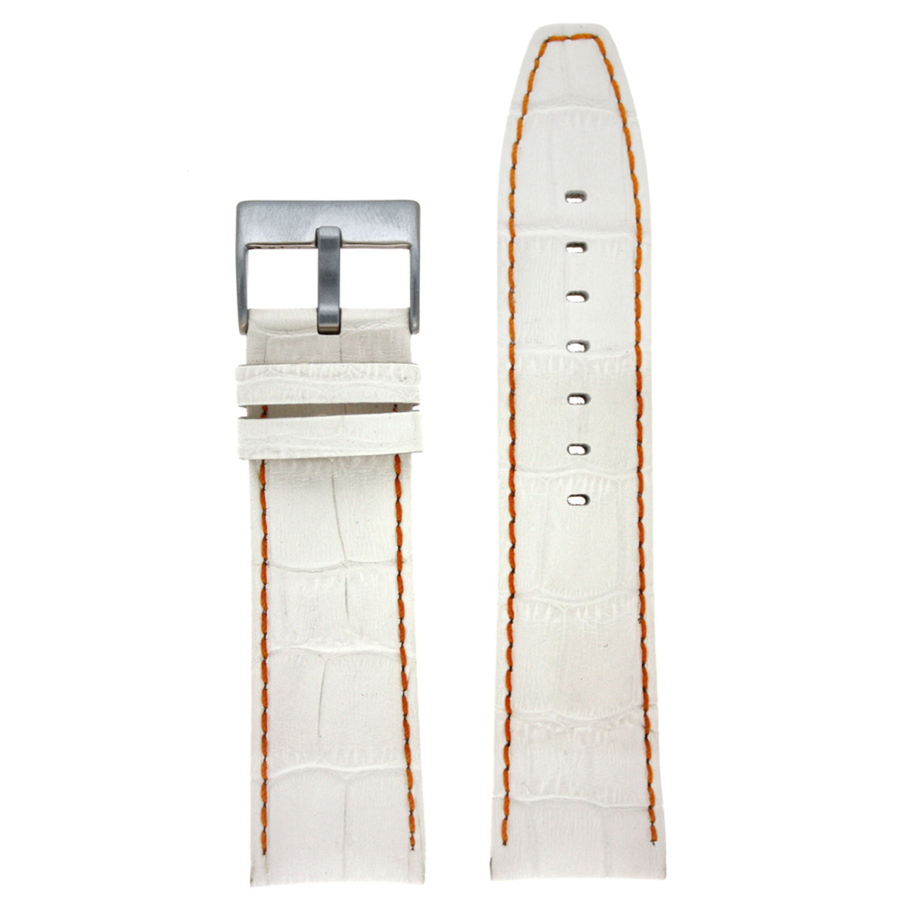 White Crocodile Grain Leather Watch Band - Top View