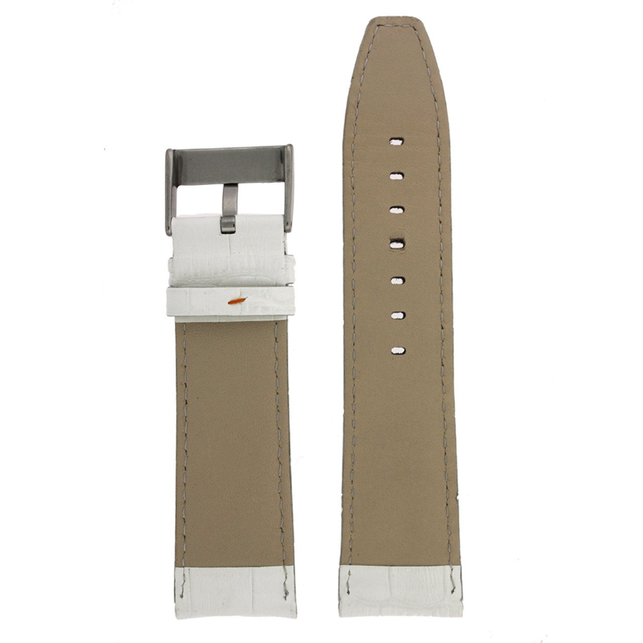 White Crocodile Grain Leather Watch Band - Bottom View