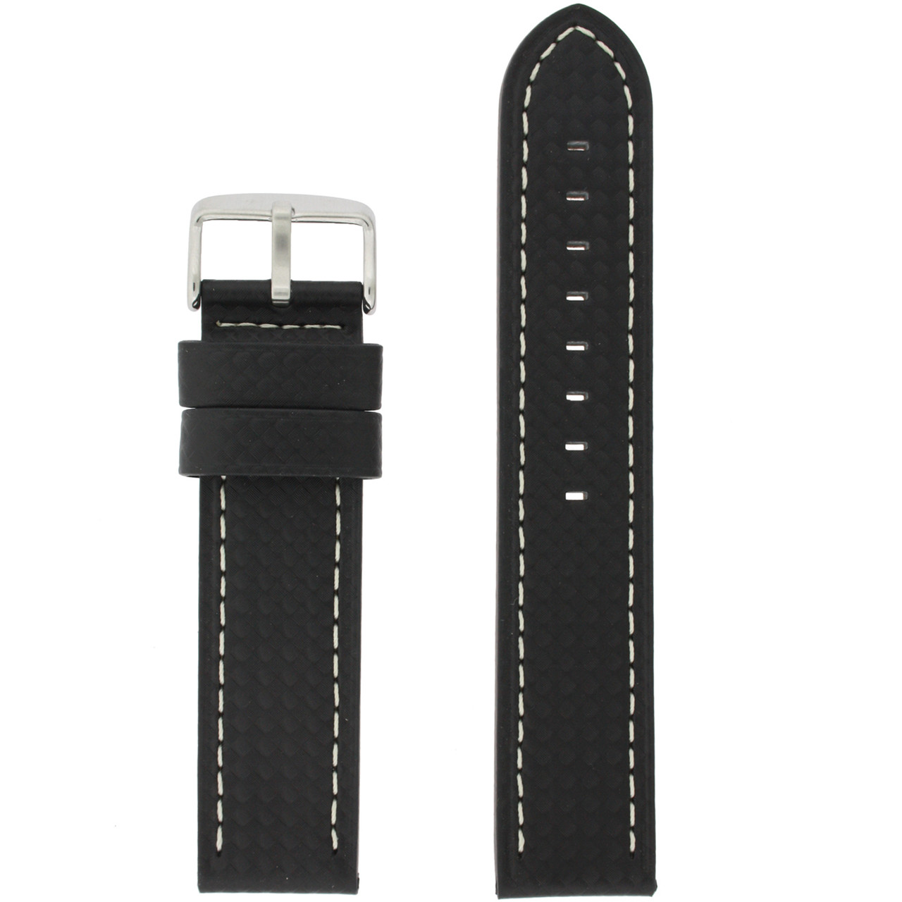 Long Watch Band in Black Carbon Fiber Print - Top View