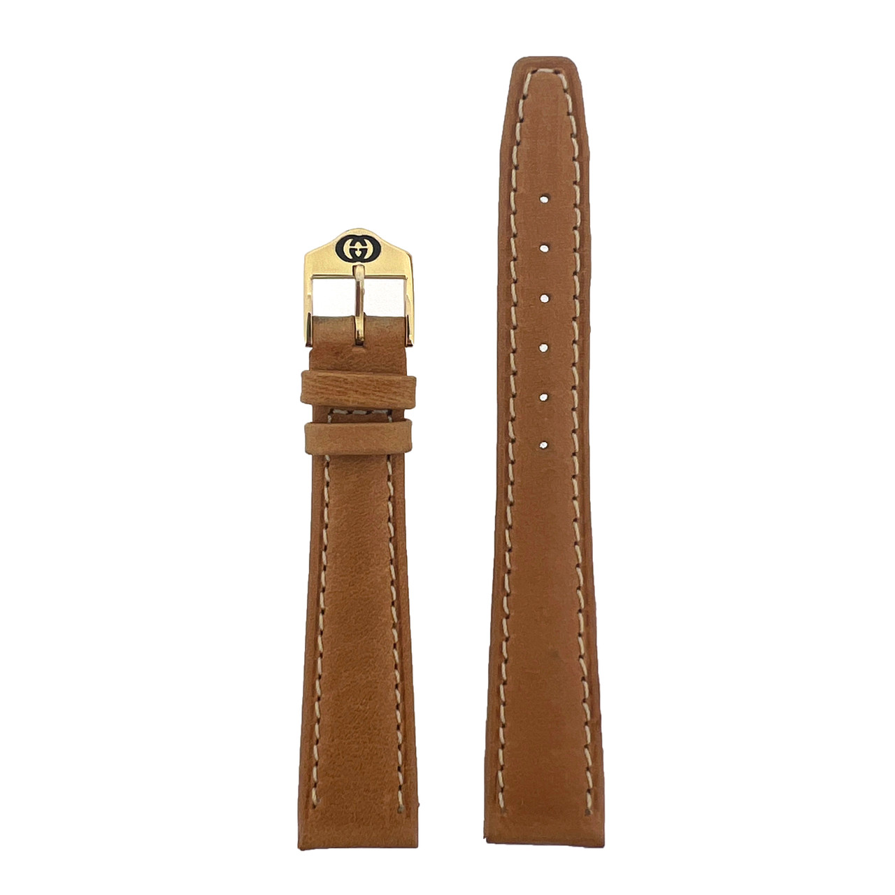 Gucci Watch Band 16mm Tan model 2000M 2040M White Stitching