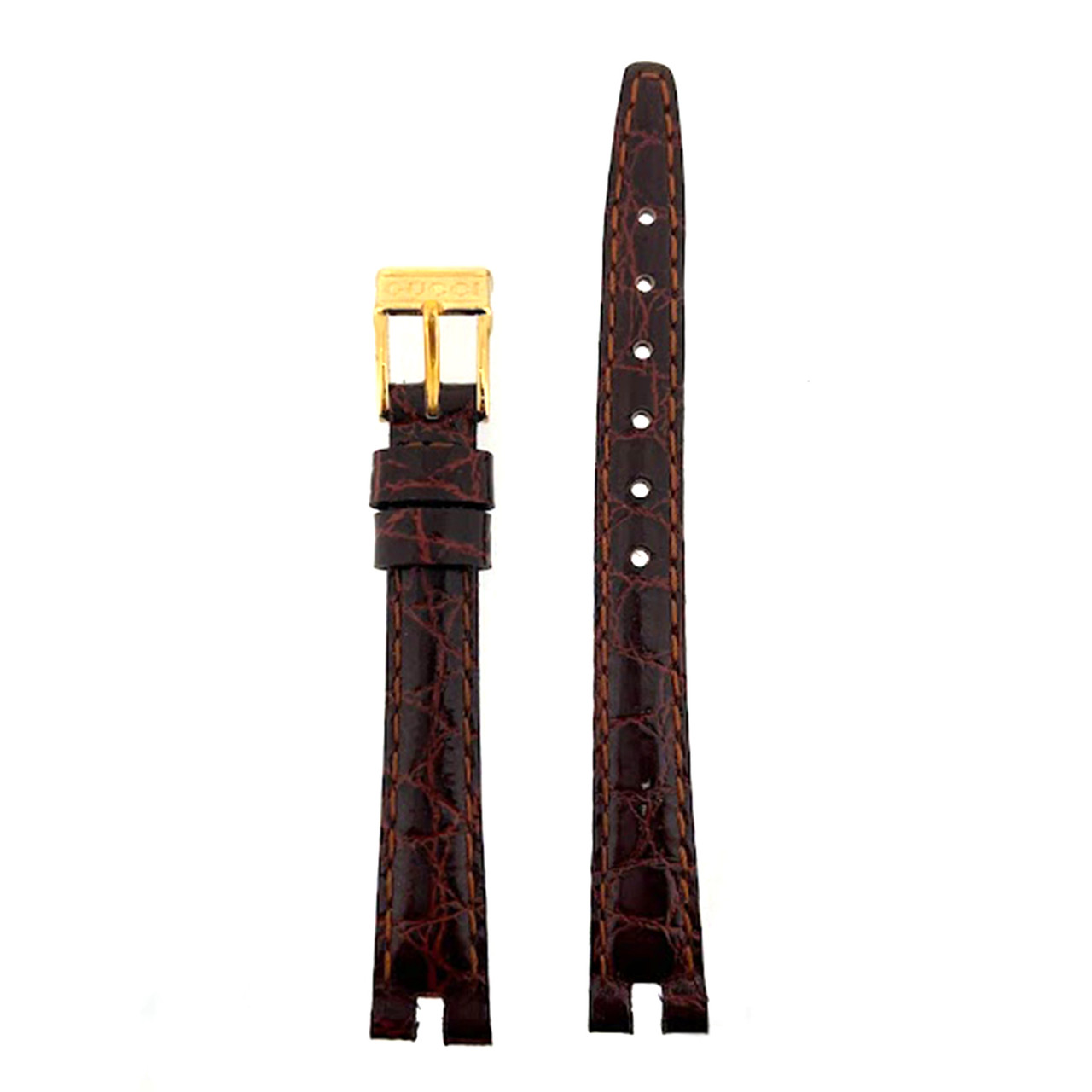 Gucci 2000L 2040L Watch Band 10mm Brown Leather Crocodile