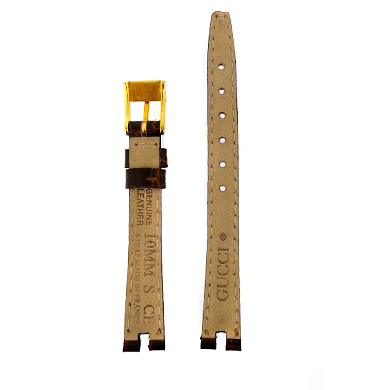 Gucci 2000L 2040L Watch Band 10mm Brown Leather Crocodile