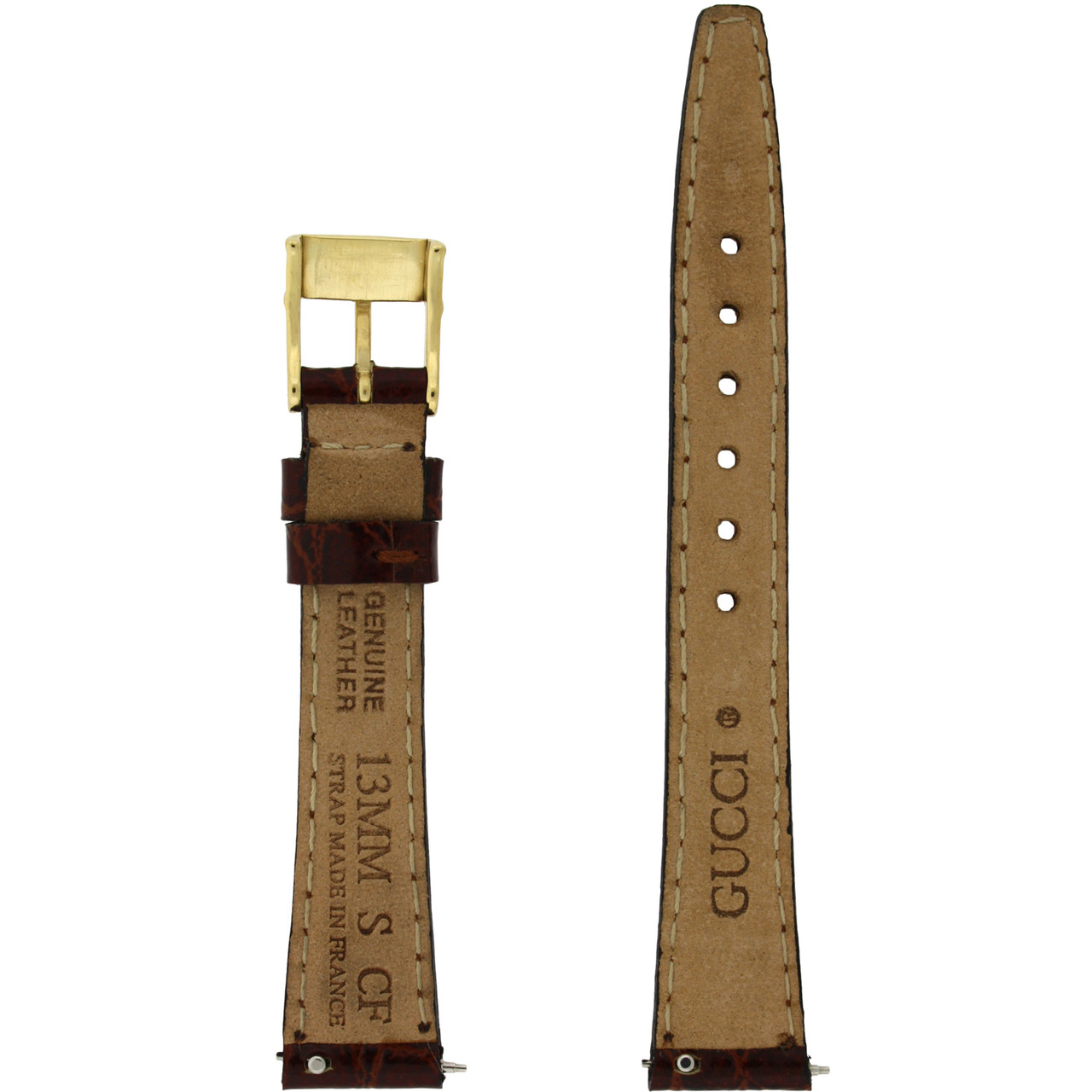 Genuine GUCCI Watch Band 13mm Brown Models 2200L 3000L Crocodile Grain Replacement Strap