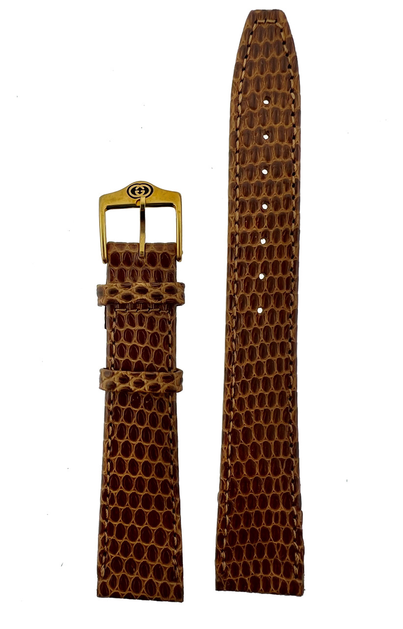 Gucci Watch Band 17mm 2600M Tan Brown Lizard