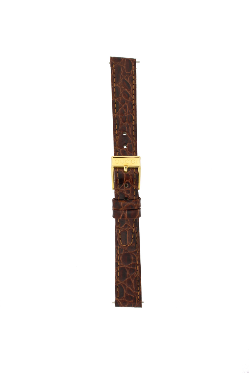Gucci Watch Band 12mm Brown Crocodile Grain 2300L 6000L