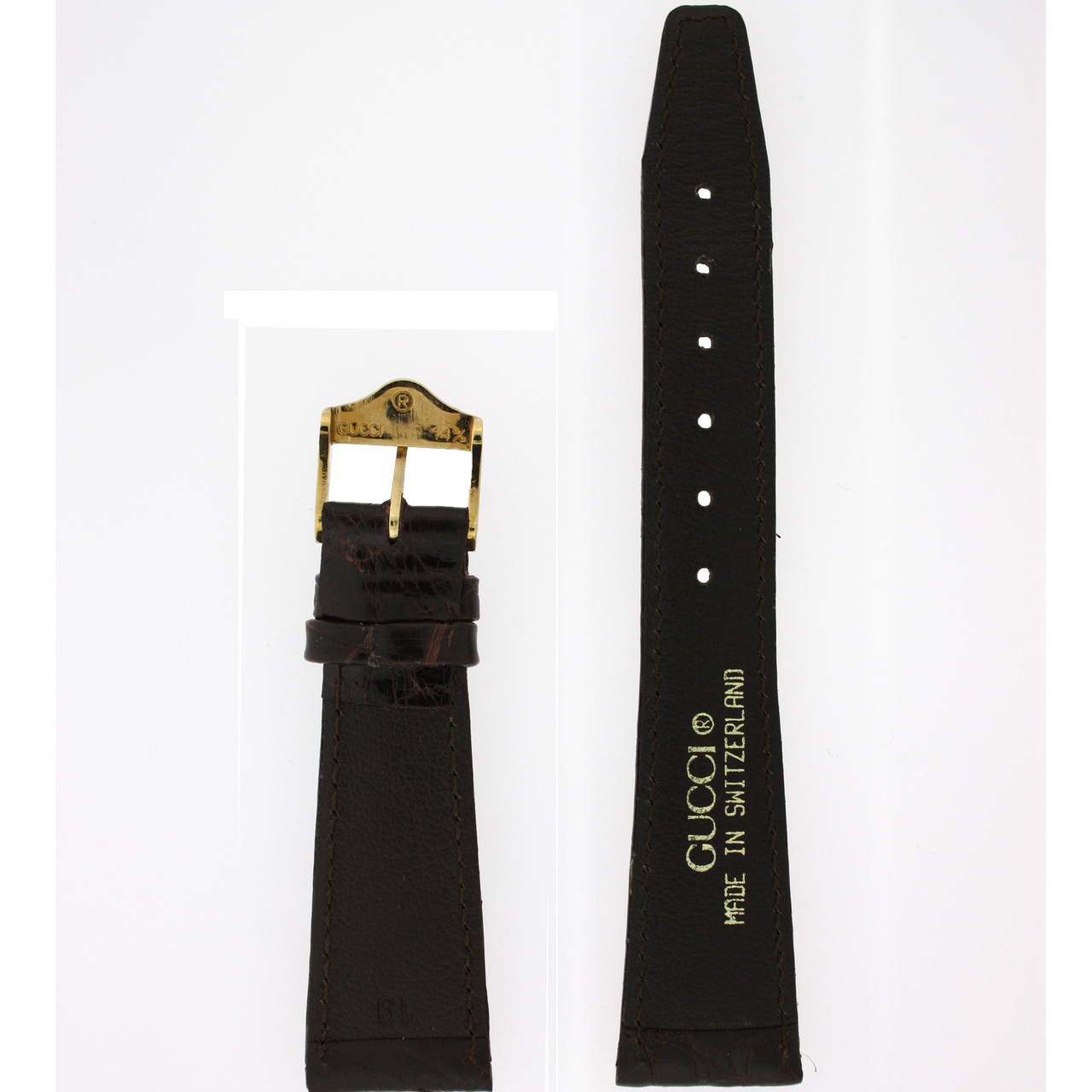 Gucci Watch Strap 19mm Tan Genuine Crocodiledile Model 6000M - Main