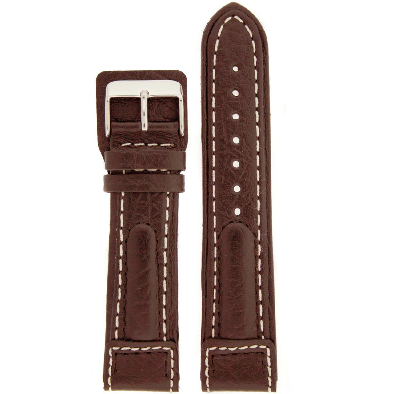Watch Band Brown With White Stitching Italian Leather