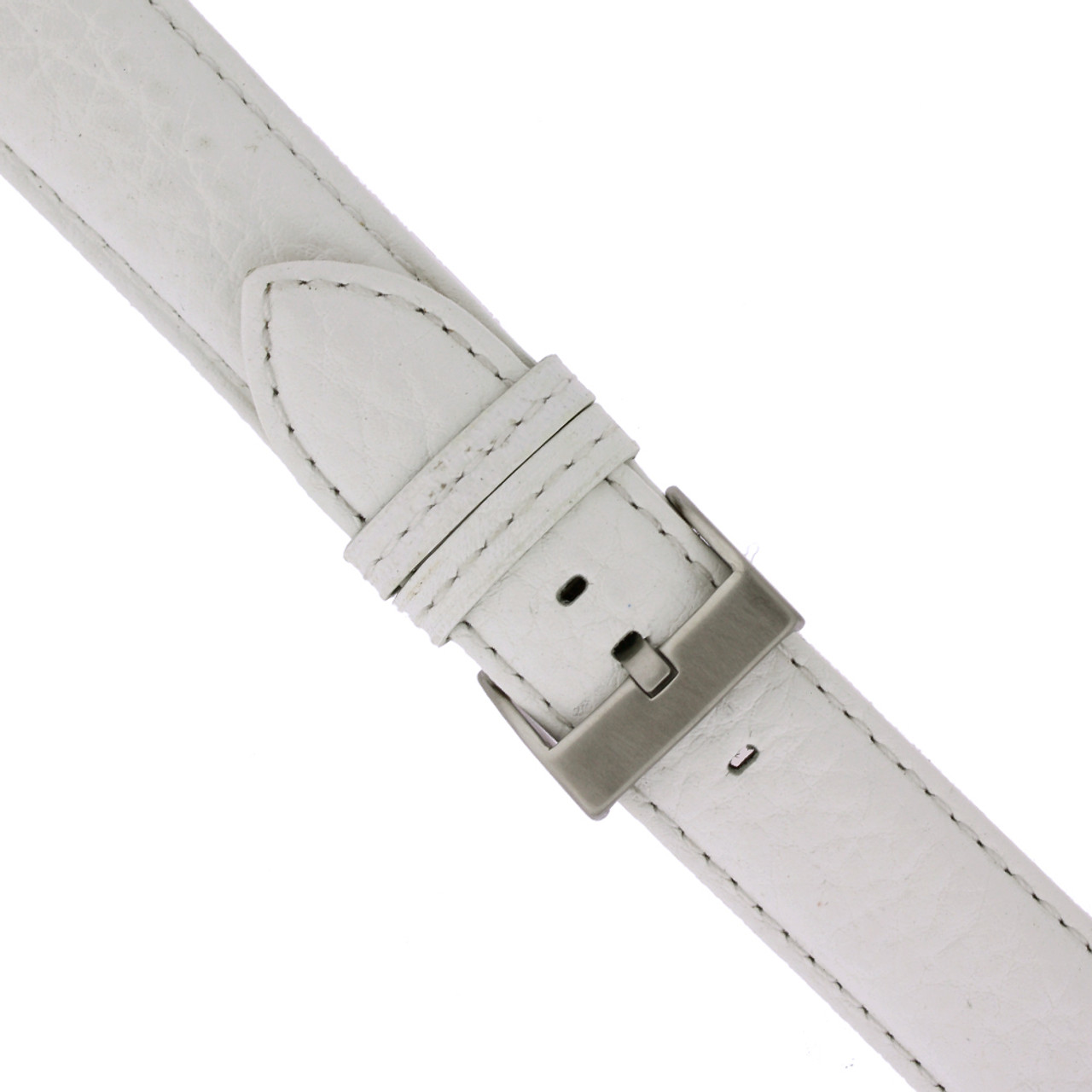 White Leather Watch Band - buckle view - Main