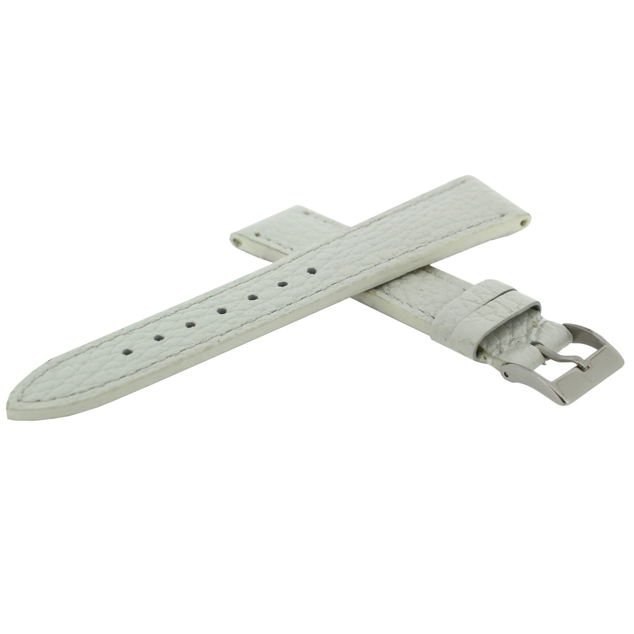 Watch Band Metallic White Leather Padded Built-In Spring Bars - Main