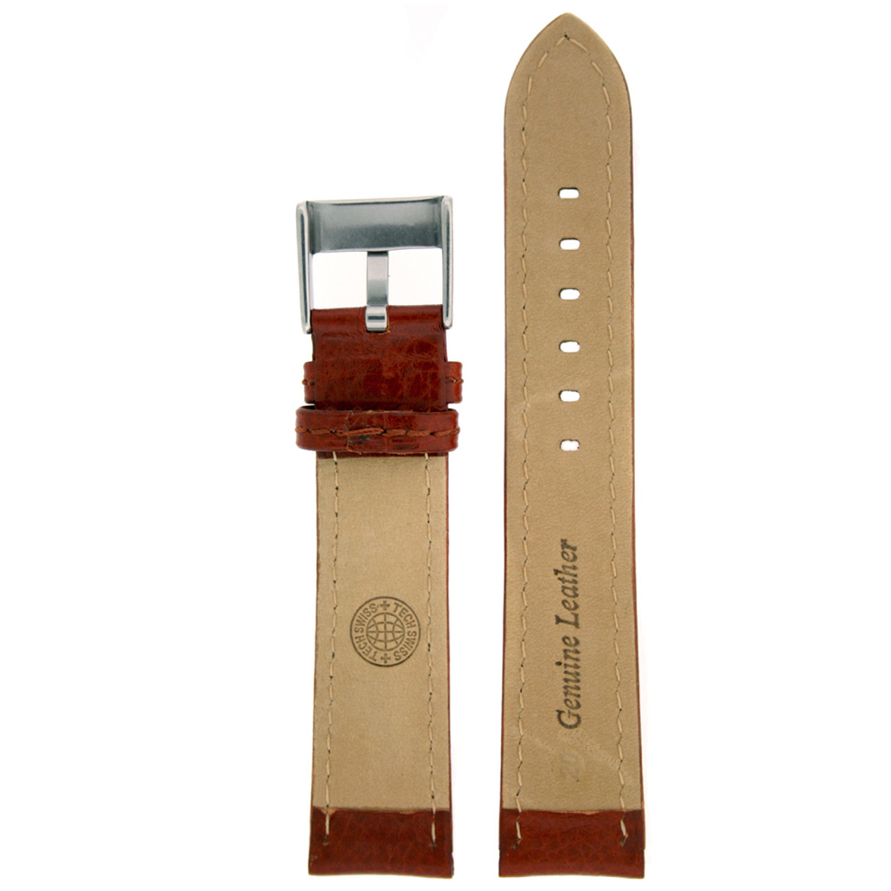 Leather Watch Band in brown by Tech Swiss - Interior View - Main Leather Watch Band in brown by Tech Swiss - Interior View - Main