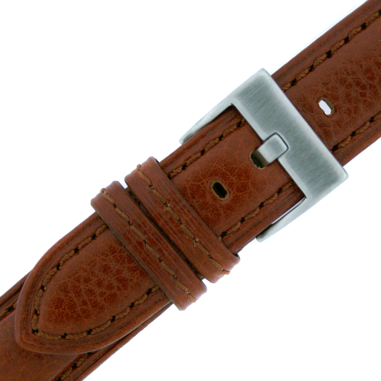 Leather Watch Band in brown by Tech Swiss - Buckle View Leather Watch Band in brown by Tech Swiss - Buckle View